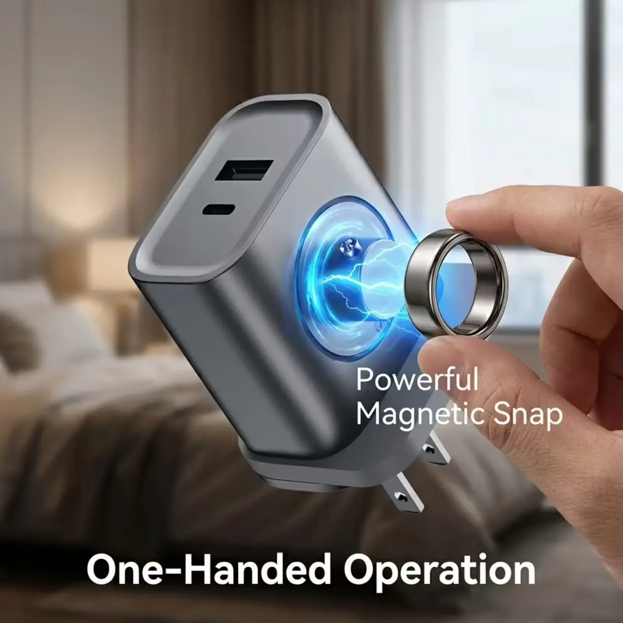 Us Magsafe Smart Ring Charger, Dual Magnetic Wall Mount with USB-C Port, 20w Fast Charging Head for Apple Phones and Fitness Rings