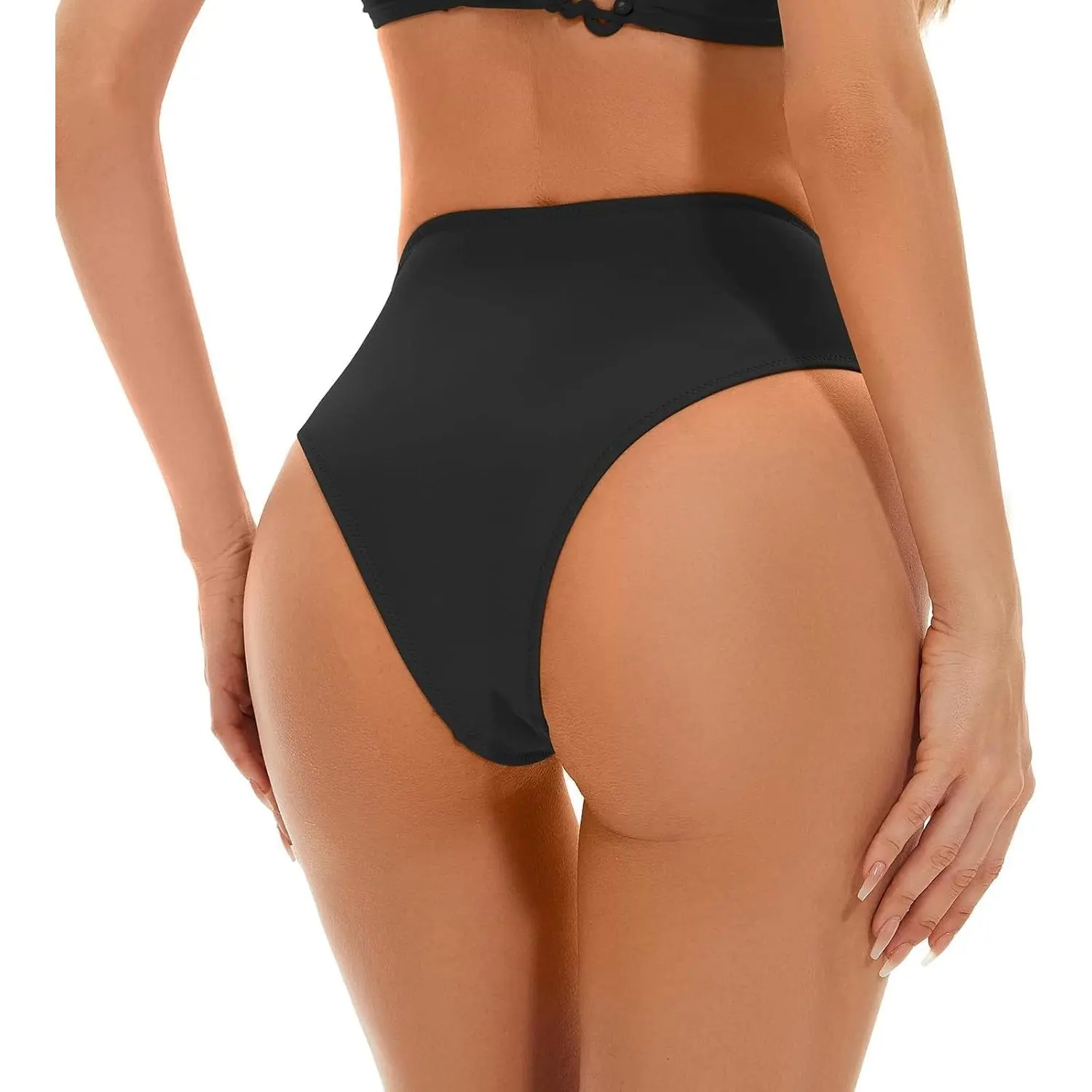 Women's High Waisted Bikini Bottom - High Cut Cheeky Rave Bottoms for Beach, Swimming Pool,Rave Festivals
