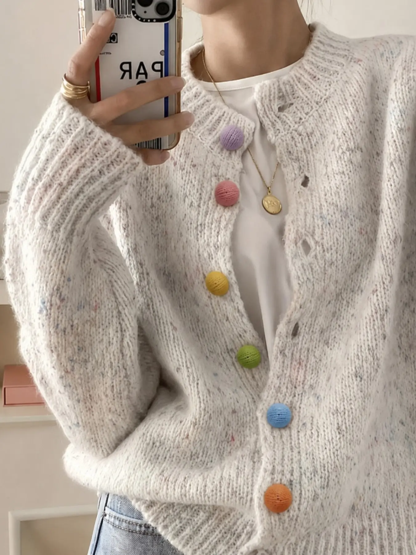 Plus Size Women's Casual Button Front Sweater, Soft Long Sleeve Round Neck Knit, Lightweight Retro Style, Perfect for Daily Wear