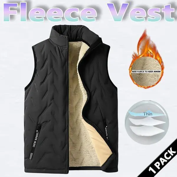 SpringStatements Menswear Sleeveless Winter Thermal Vest - Stylish Casual Plain Solid Color, Wool Lining, Polyester Fiber, Regular Fit, Crew Neck, Zipper Design, Lightweight, Machine Washable, Tractor Pattern, Beige/Black, Medium Size Men's Top