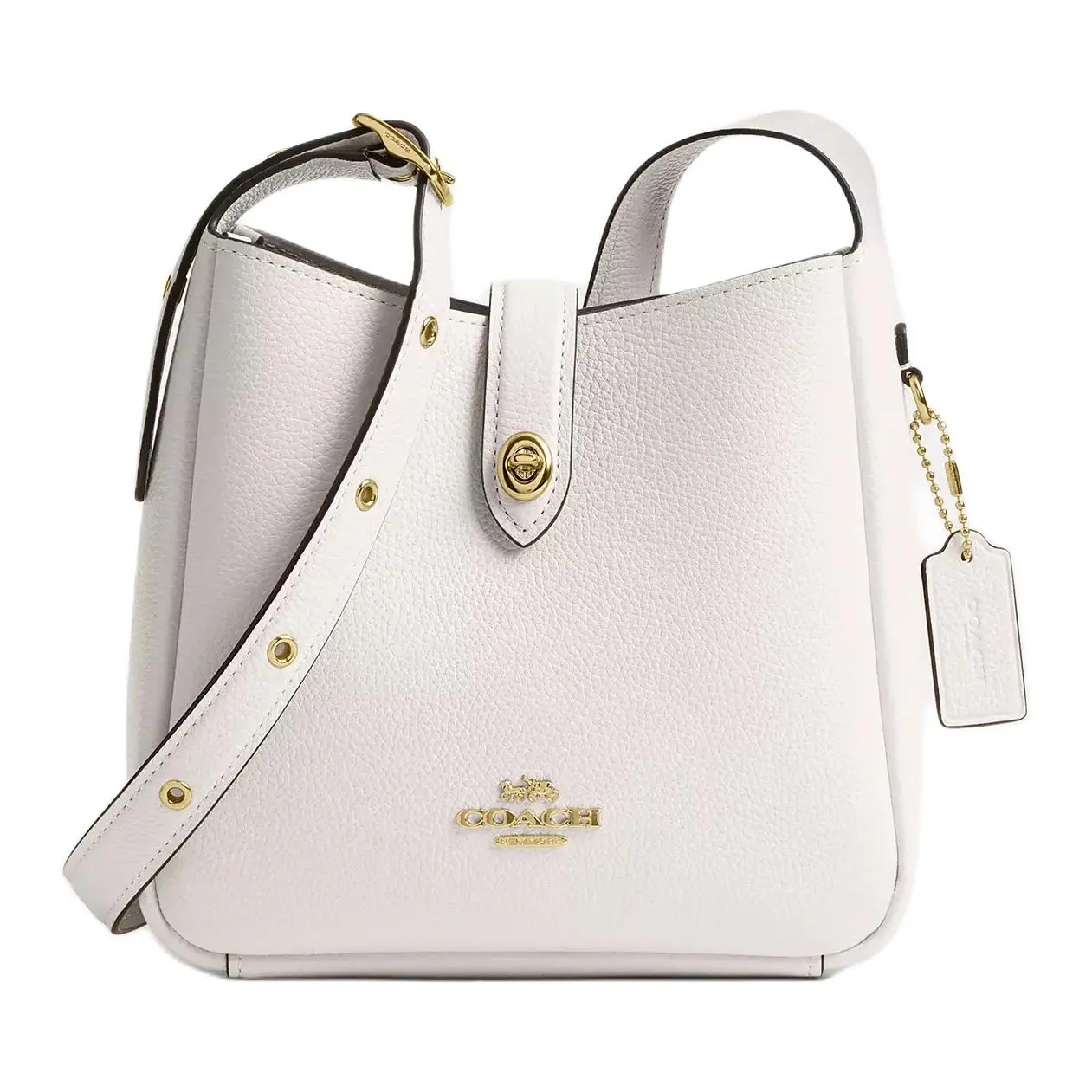 COACH Hadley 20 Logo Adjustable Strap Leather Crossbody Bag for Women, Small Size, White