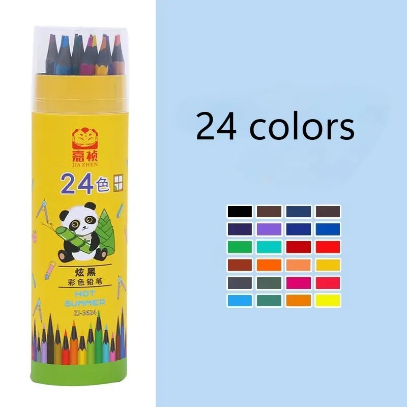 24 multi colored erasable colored pencils, shiny black oily colored pencils are durable, brightly colored, and super smooth, suitable for adult coloring, painting, sketching, and handmade art.