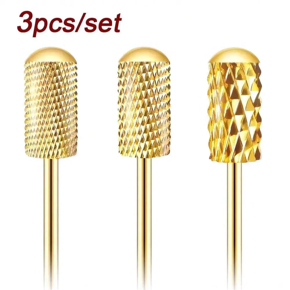 3pcs/set Nail Drill Bits 3/32'' - L-Shaped Smooth Stop Barrel Carbide Bit for Professional Finish Fast Remove Manicure Pedicure Tool Accessories