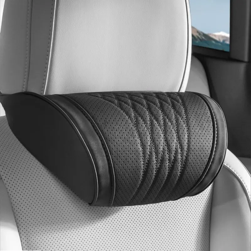 Car Headrest Lumbar Support Set, Napa Leather Neck Pillow, Breathable Neck Cushion, Breathable, Universal for All Seasons, Use All Cars, Car Interior Set, Car Accessories