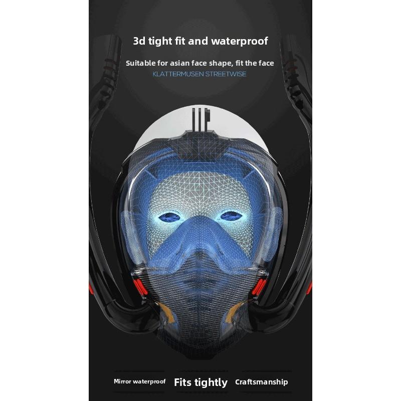 Double tube snorkeling goggles Mask Full dry diving equipment Adult diving rebreather Swimming mask  stealth snorkel