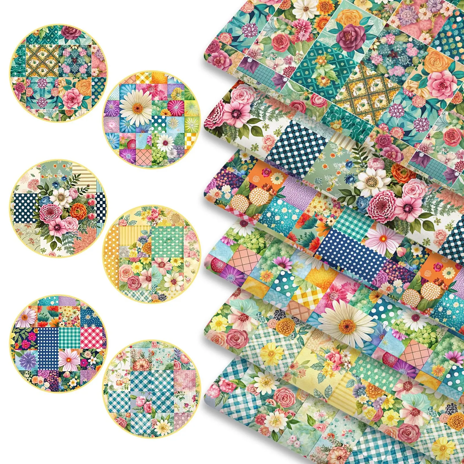 6pcs 45cm*50cm/17.72in*19.69in Vintage Patchwork Style Printed Fabric, Suitable for Patchwork Quilting, Bedding, Tablecloths, Bags, Face Masks, Hats, Headbands, Pillowcases, and Other DIY Fabrics