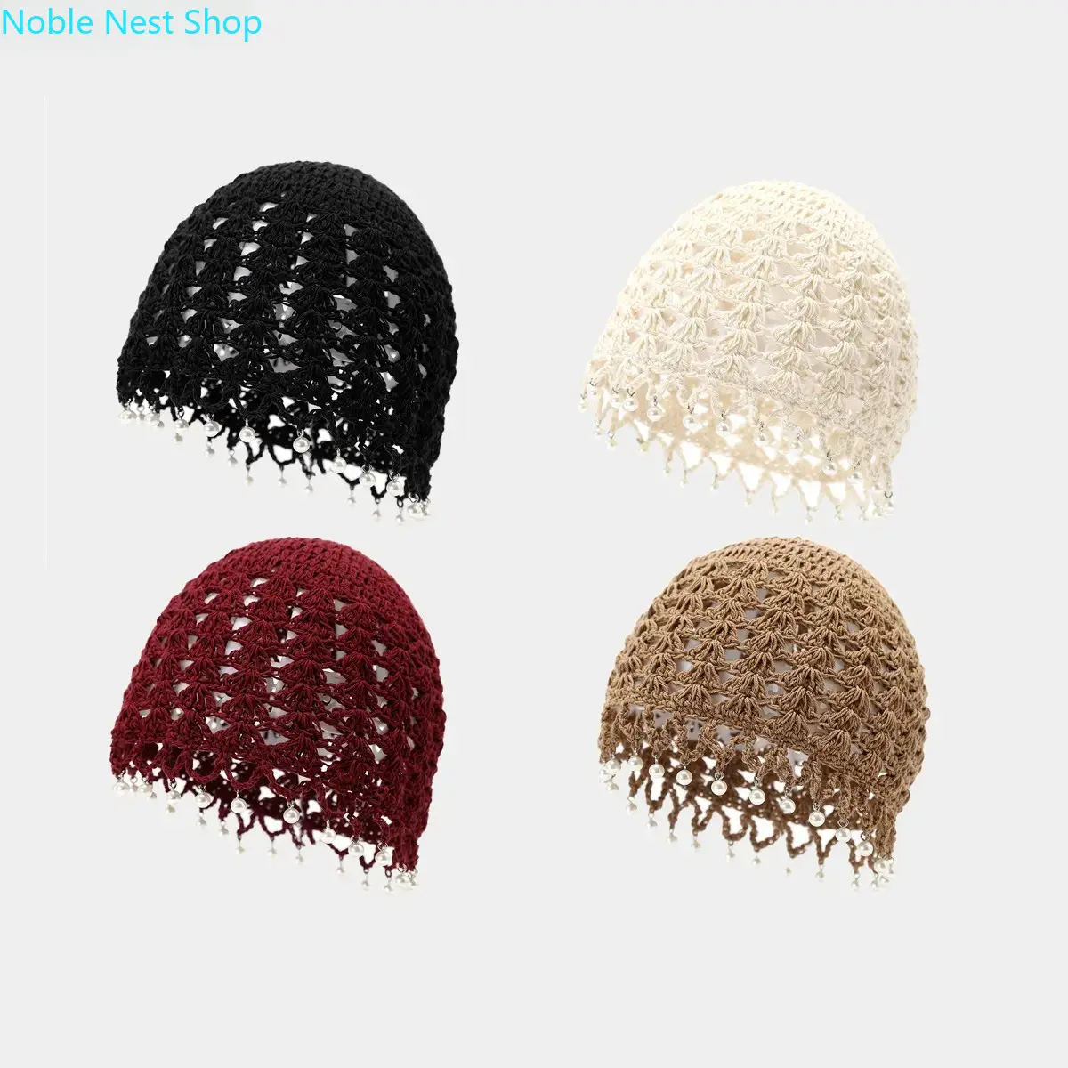 Women’s Handmade Openwork Crochet Beanie - Ethnic Floral Knit Hat with Tassels, Tie Straps - Light Spring Summer Headwear for Outdoor Sports, Daily Casual Outfits, Everyday, Unisex