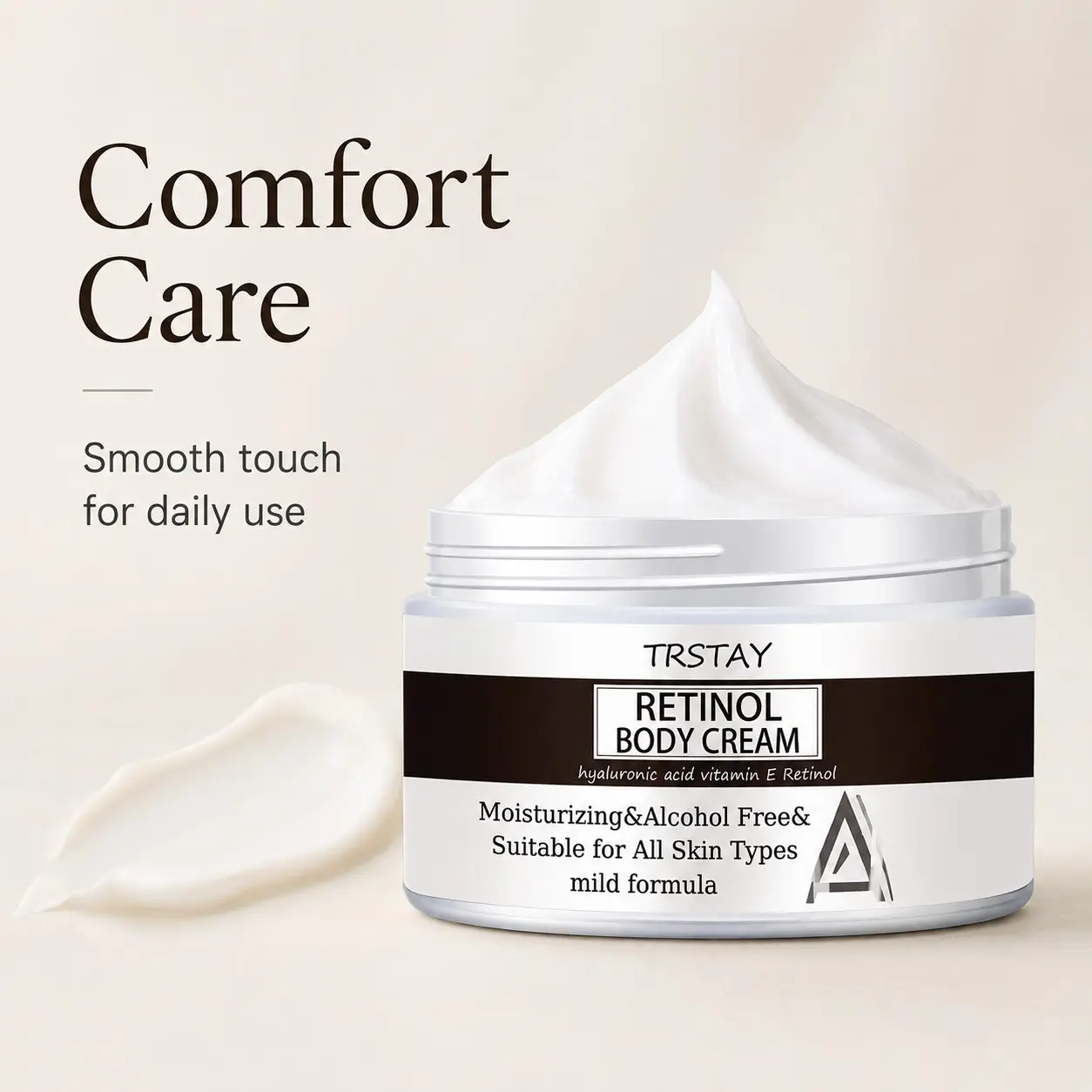 Trstay Retinol & Vitamin E Body Lotion, Creamy Smooth Texture, Infused with Ha & Vit E, Alcohol-Free, Gentle Formula, Daily Moisturizer