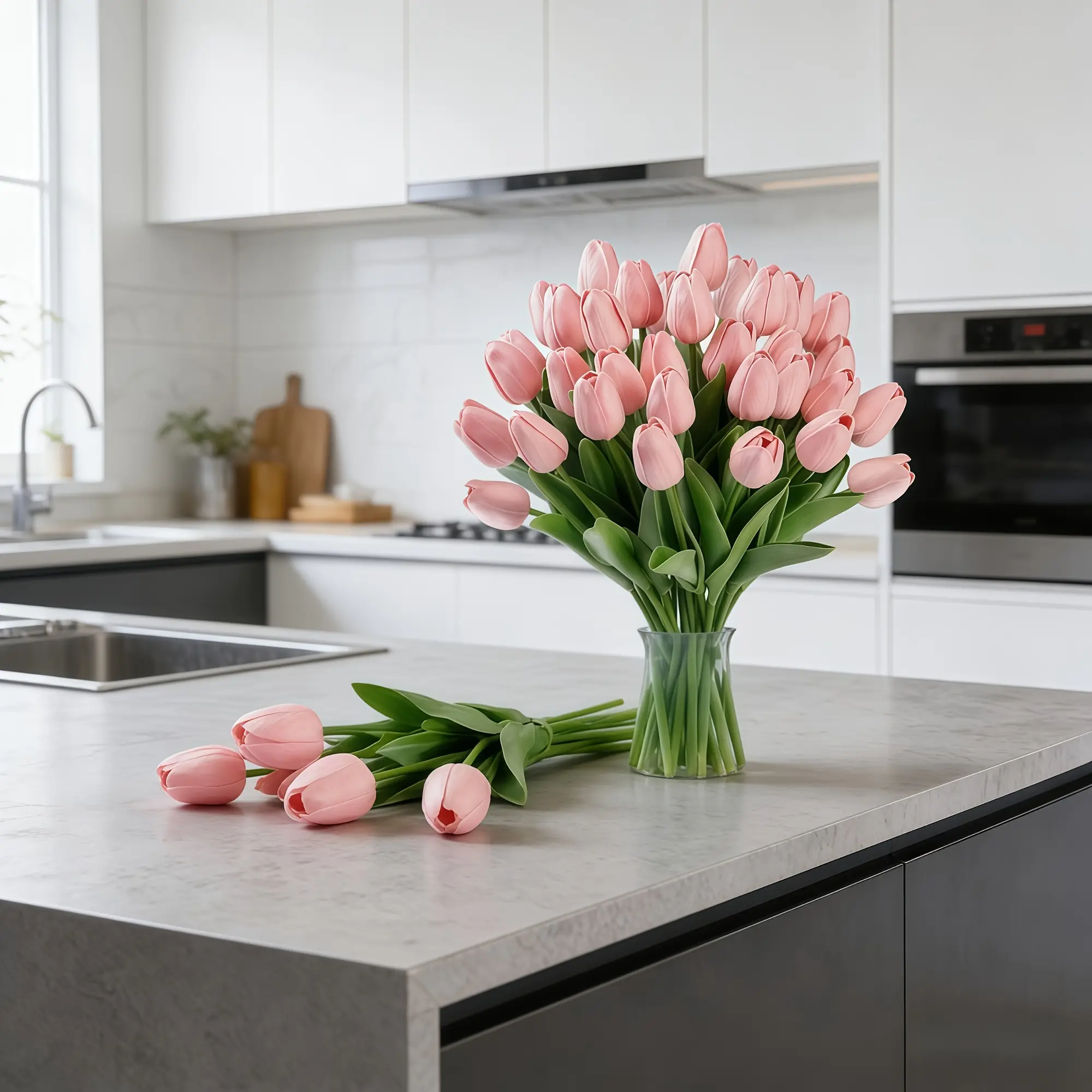 Artificial Tulip Flowers for Easter & Spring - Realistic Tulip Bouquets with Greenery, Plastic Table Centerpieces Suitable for Weddings, Easter Vase Arrangements, Indoor/Outdoor Decor - Multi-Holiday Table Decorations (No Maintenance)