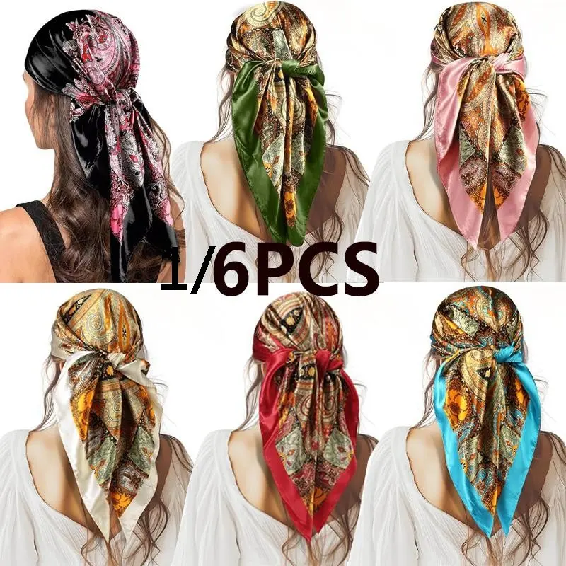 Women's Fashion Scarf Set, 1/6-Piece head scarfVintage Print Headscarves, High-Quality Spring Accessory, Versatile & Stylish Design