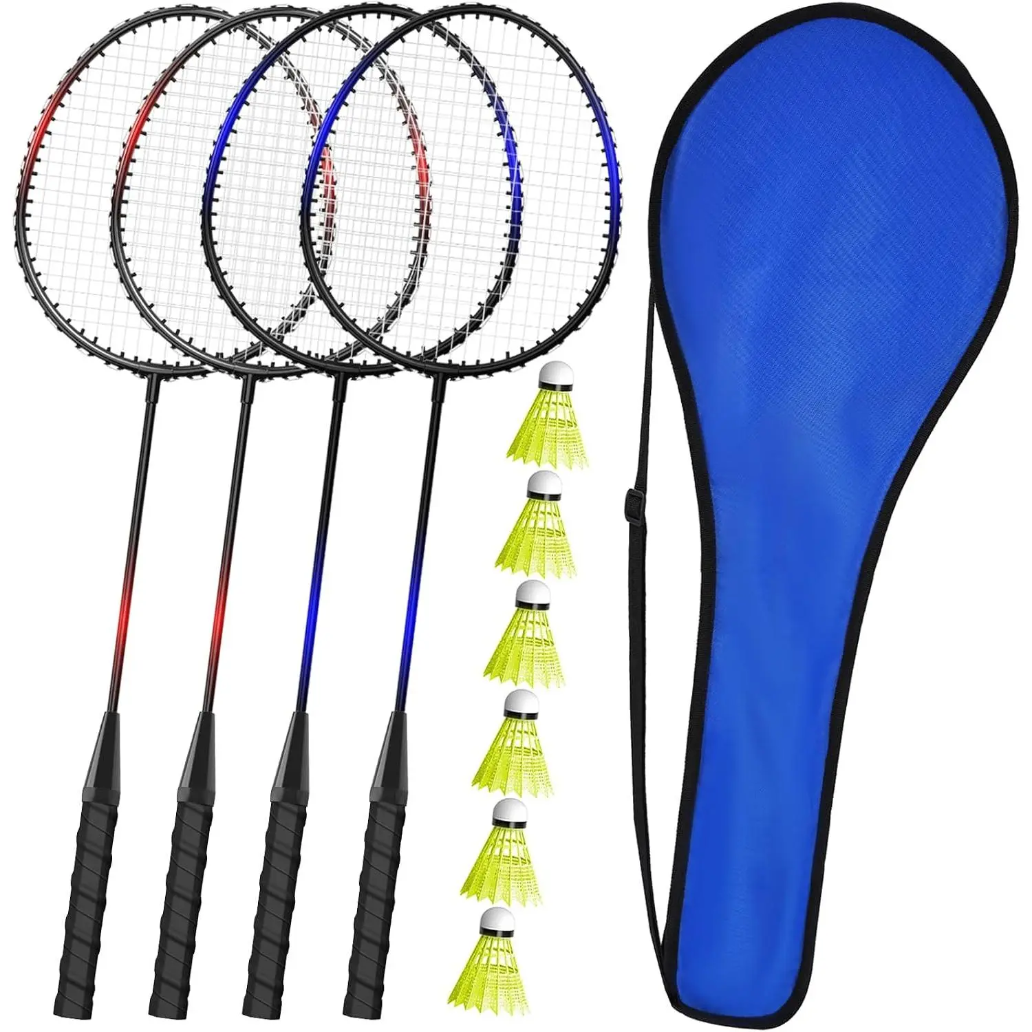 Badminton Rackets Set 2/4/6 for Adults & Kids, with Shuttlecocks