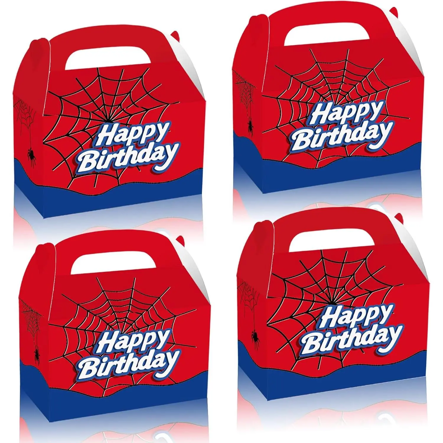 16 count Spider Birthday Party Favor  Boxes, Spider Goodie Boxes  Bags, Gable Candy Box for Cartoon Themed Birthday Party Supplies Decorations
