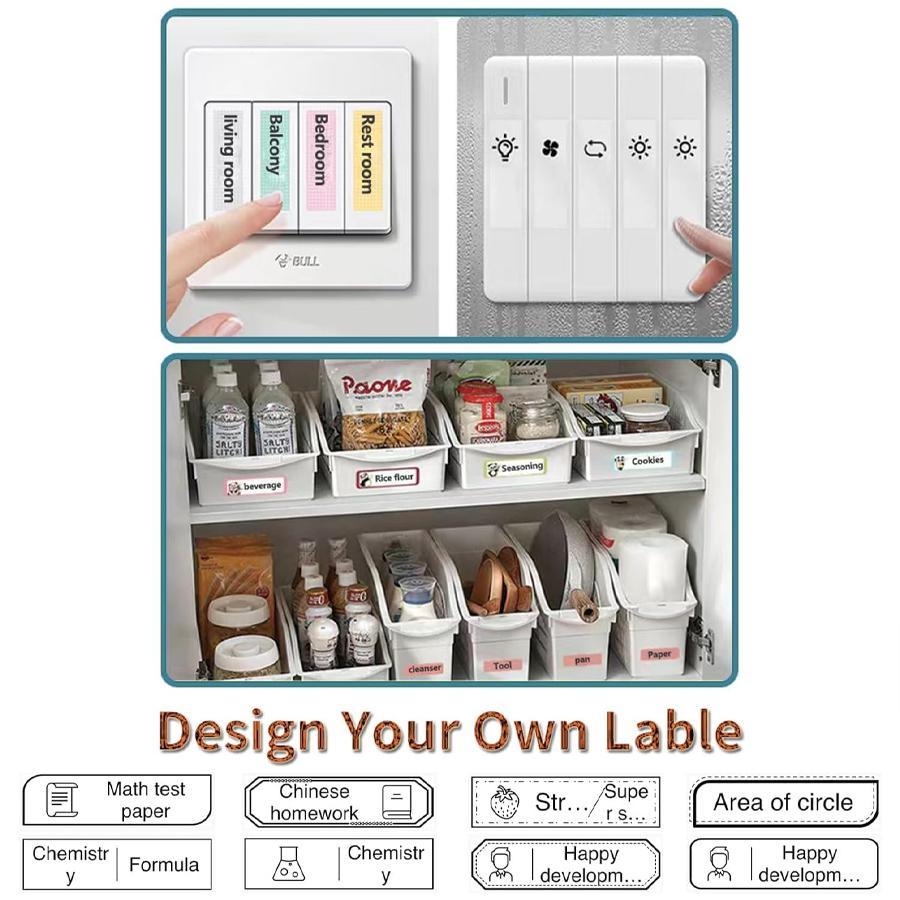 Portable Mini Thermal Printer, 1 Set Wireless USB Rechargeable Label Printer with Printing Paper & Watercolor Pen, Reusable Label Printer for Kitchen, Diary, Study Note