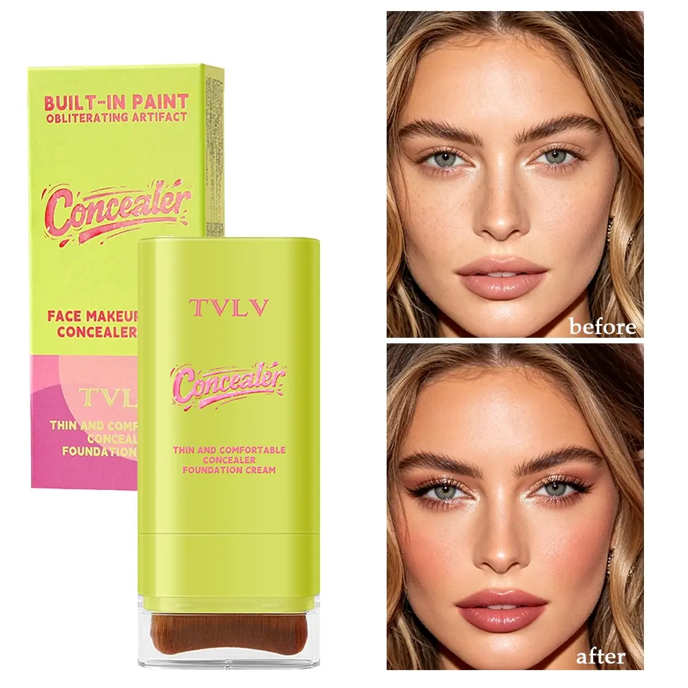 Concealer Foundation Stick, Breathable Long Lasting Full Coverage Cream Concealer, Naturally Modify Skin Tone Hide Blemishes Oil Control Smooth Base Makeup for Women Dail