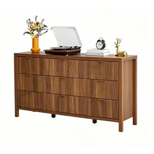 6 9 Drawer Dresser Cabinet, Long Nightstand with Drawers and Storage Cabinet, Boho Solid Wood Dresser TV Stand, Mid Century Modern Nightstand with 6 Drawer Dresser for Bedroom Closet