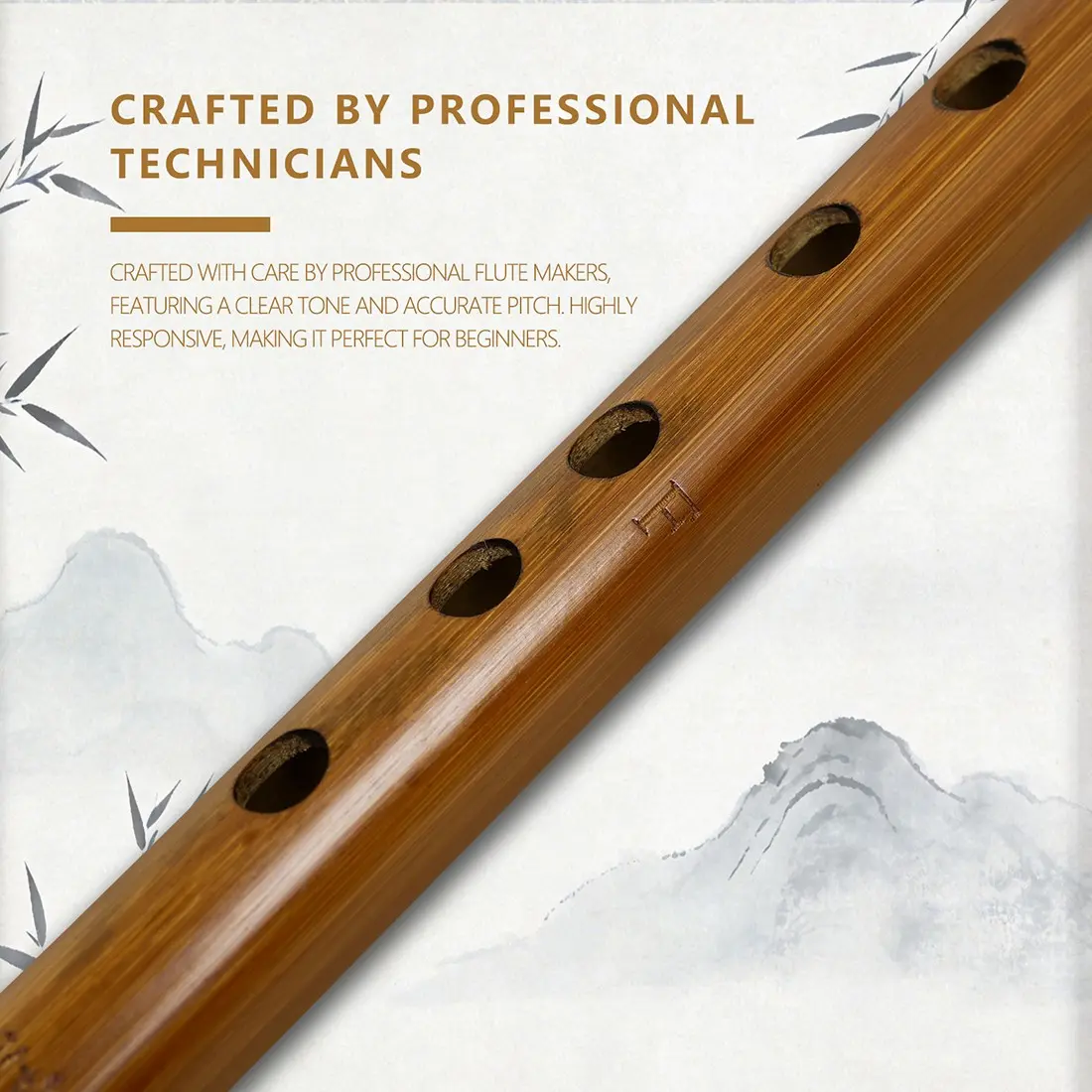 Zd-05 Velvet Bag Bamboo Flute, Handcrafted Bitter Bamboo Flute, Traditional Musical Instrument, Perfect for Beginners & Enthusiasts