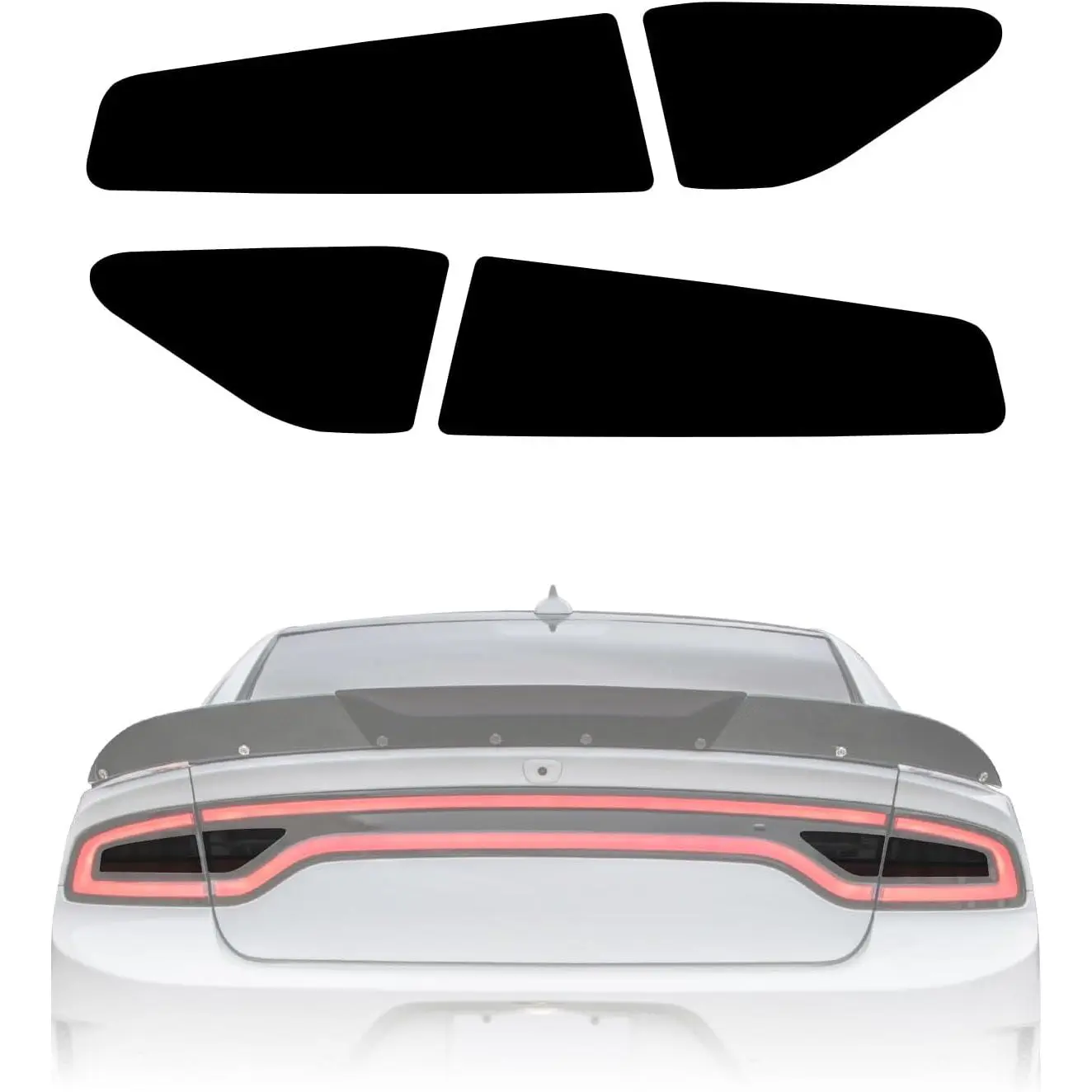 Automobile Blackout Smoked Taillight Vinyl Tint Film - Precut Overlays, Solid Color Tail Light Wrap Cover, Heat & Cold Resistant, Compatible with Dodge Charger 2015-2021