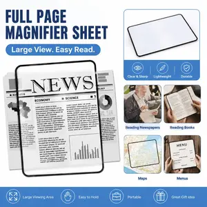 3x Full Page Magnifying Glass Reading Aid, Large Lens Page Magnifier, Ideal for Elderly Vision Assistance, Portable & Durable Design, Durable Plastic Frame, Office Desk Accessories, Desk Gadgets