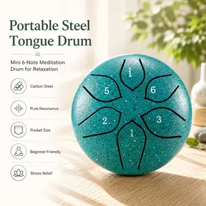 Outdoor Garden Rain Drum, 3 Inch 6 Tone Steel Tongue Drum, High-Quality Meditation Sound Drum for Stress Relief and Relaxation, Portable Musical Instrument Gift, Includes Music Book and Mallets