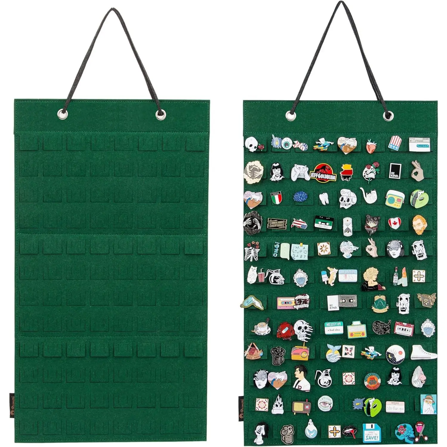 Brooch Pin Organizer, Display Pins Storage Case, Brooch Collection Storage Holder, Holds Up to 96 Pins.(Not Include Any Accessories) (S-96 Slots, Green, Small)