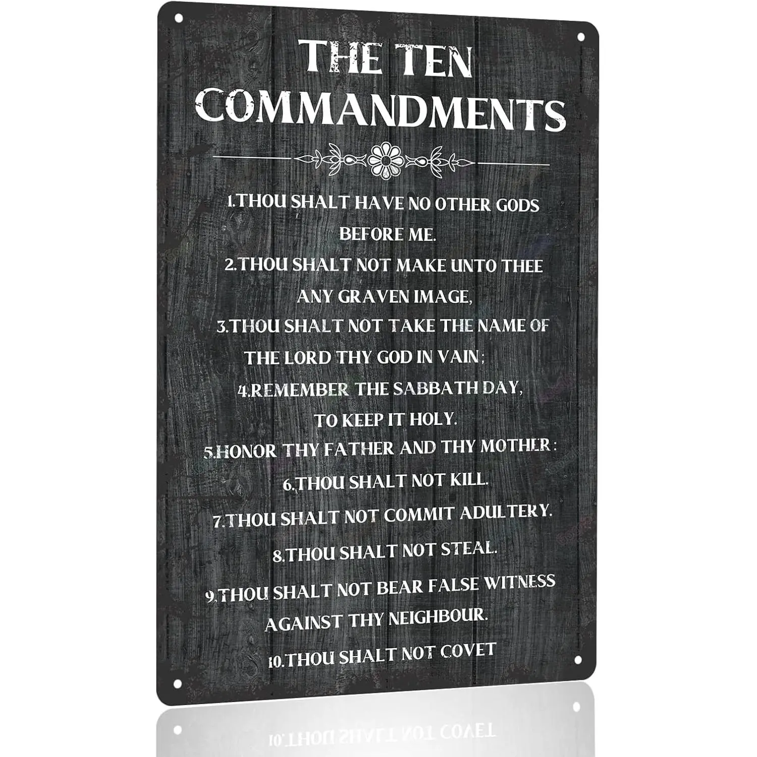 Christian 10 Commandments Metal Sign - Rustic Farmhouse 8x12 Wall Decor, Religious Bible Verse Wall Art for Living Room, Office & Home, "Thou Shalt Have No Other Gods Before Me"