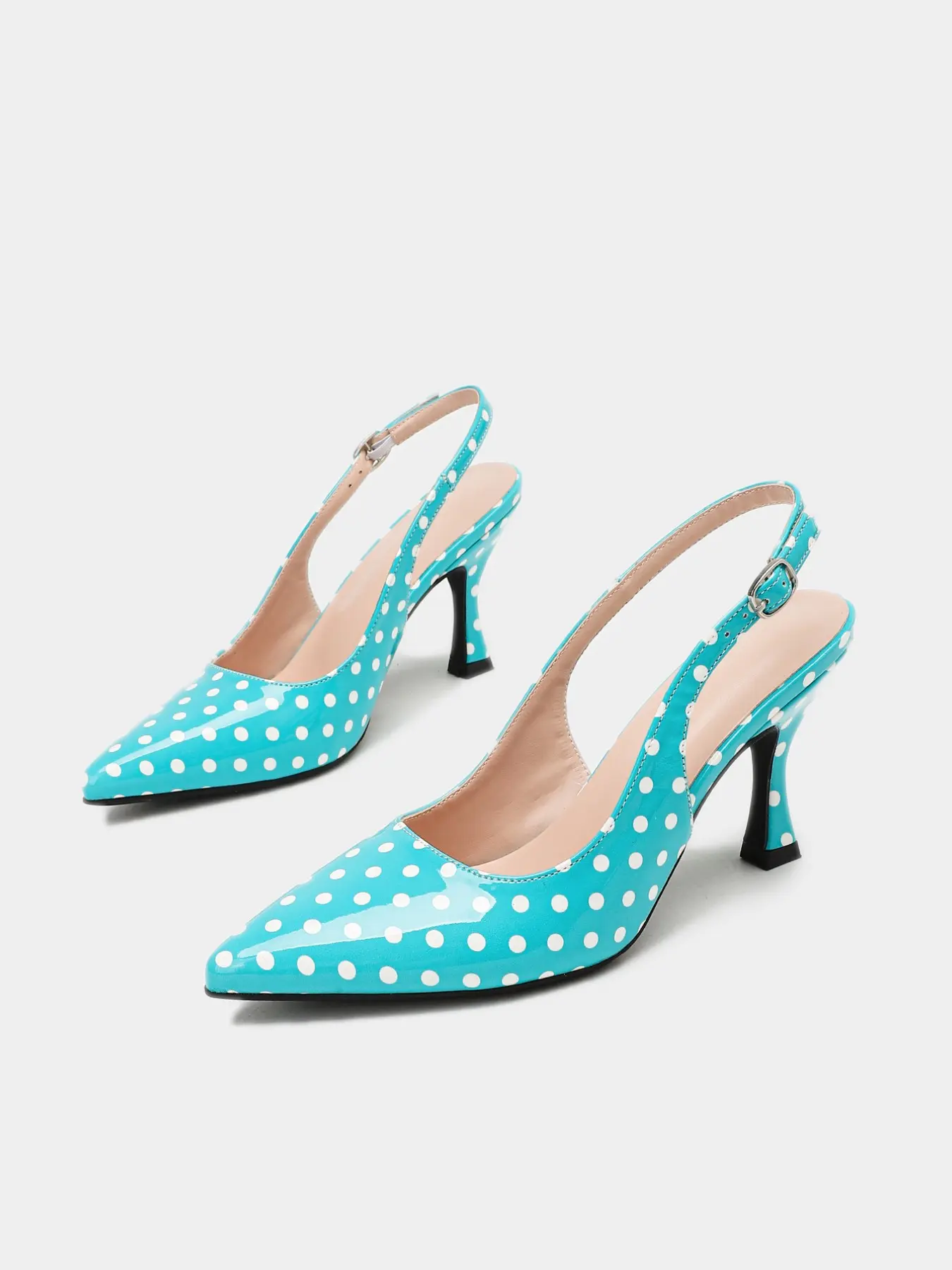 Women’s Patent-Look Pointed Toe Slingback Pumps, Stiletto Heel Dress Shoes with Bow Detail for Wedding Guest, Party and Evening, High Heels