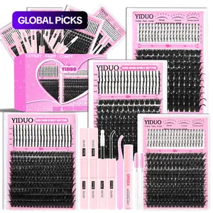 6 Styles Lash Cluster Kit, Spike/Bottom/80D/100D/200D/300D Volume Lashes, 980 Pcs 5–20 mm D-Curl Cluster Eyelash Extension Kit with Lash Bond and Seal (2 Bottles), Remover, Tweezers and Brush for Easy DIY at Home