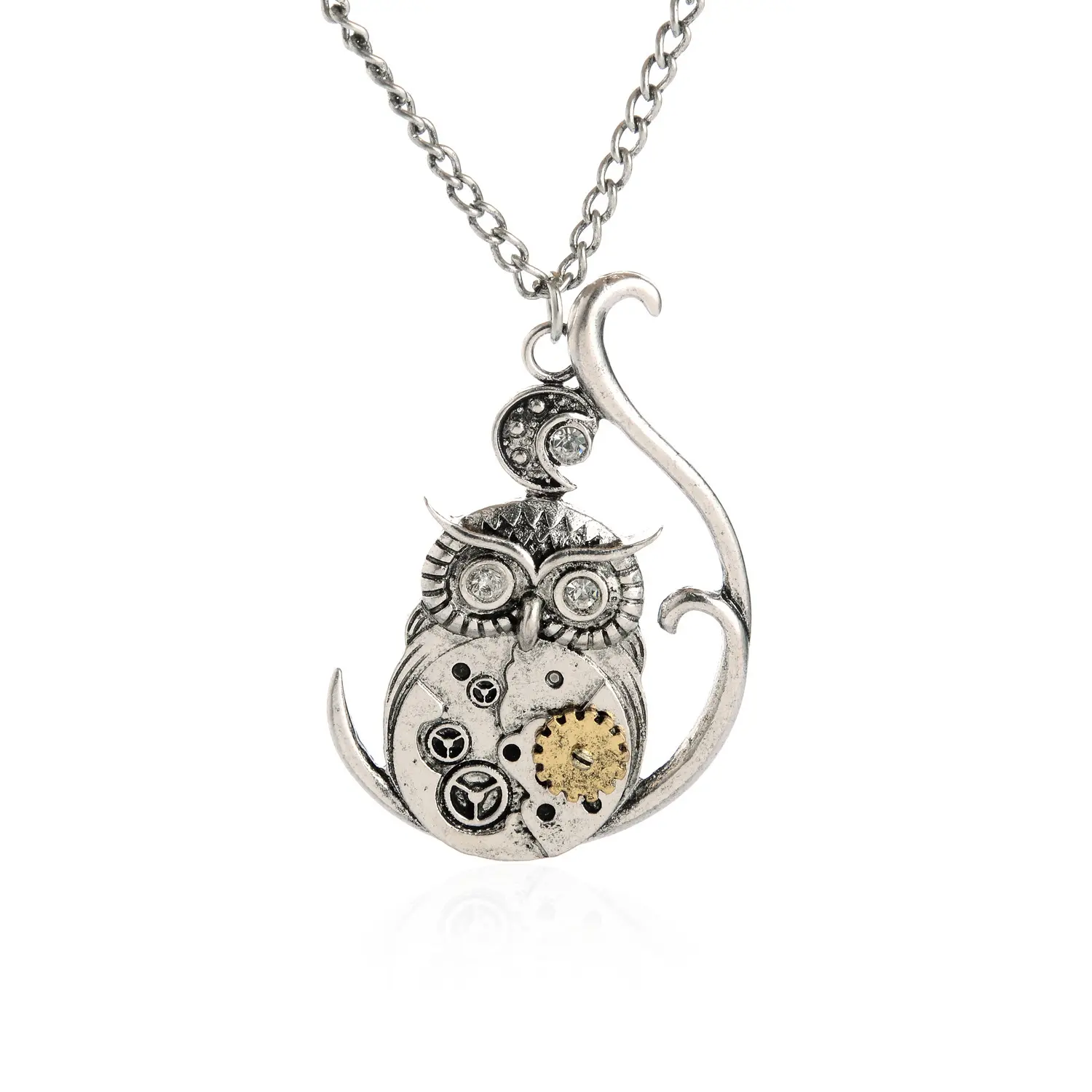 Steampunk Gear Owl Pendant Necklace - European & American Retro Fashion Accessory, Animal Theme, Adjustable Length, Safe Materials, Everyday Use Vintage Statement Jewelry Gift