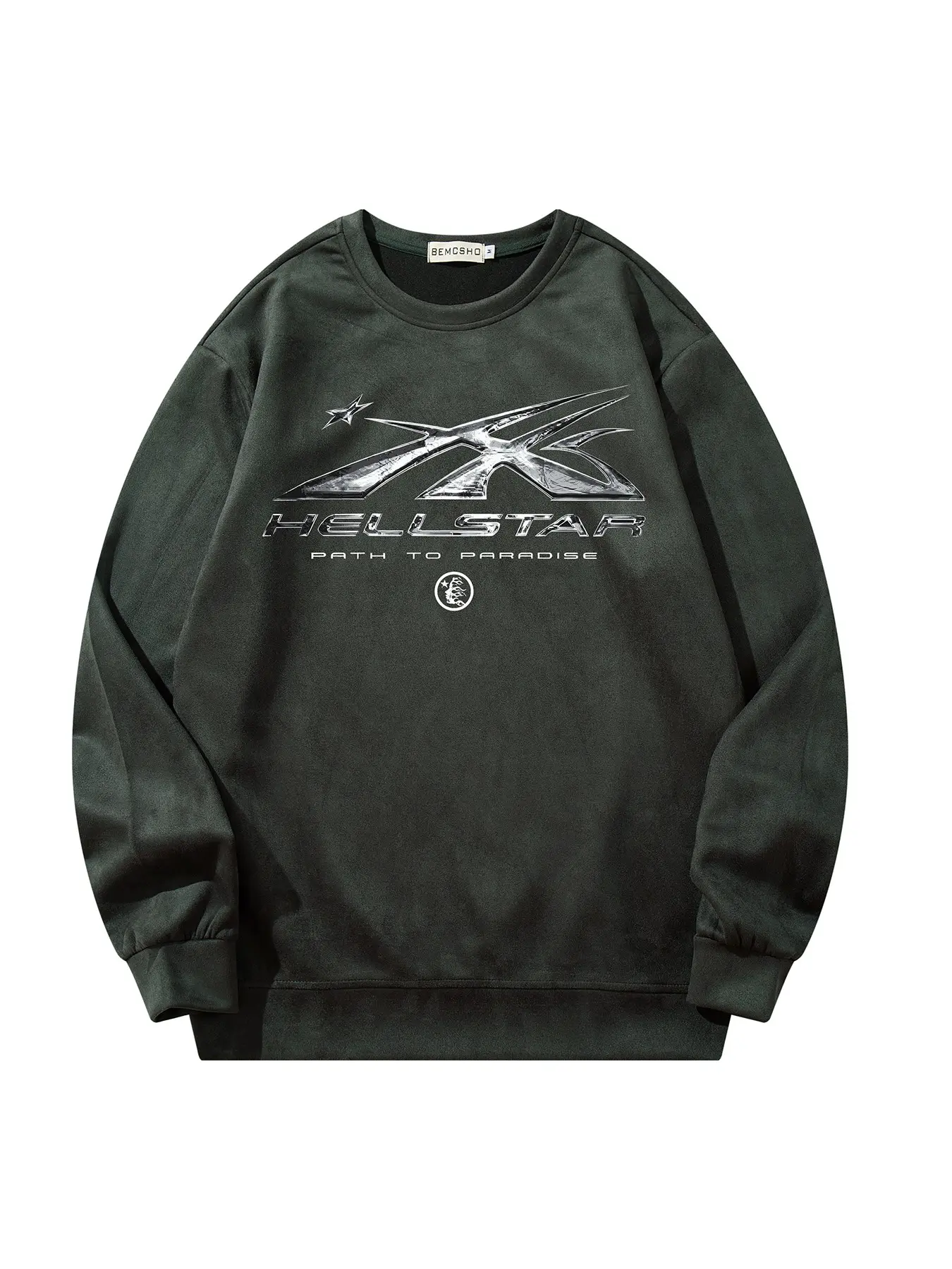 Men's Fall New Fashion Casual Long Sleeve Sweatshirt, American Retro High Street Brand, Lightning and Flame Star Print, Versatile Top
