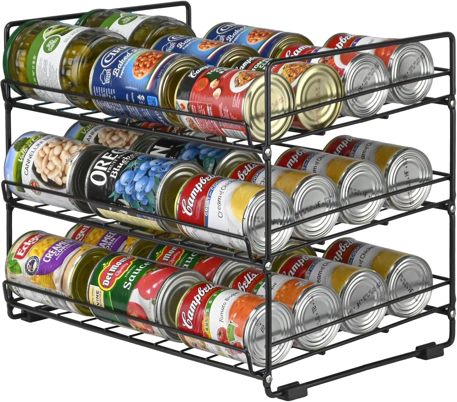 NEW 2 Pack Stackable Can Rack Organizer, Storage for 36 Cans for Kitchen Cabinet or Pantry, Black