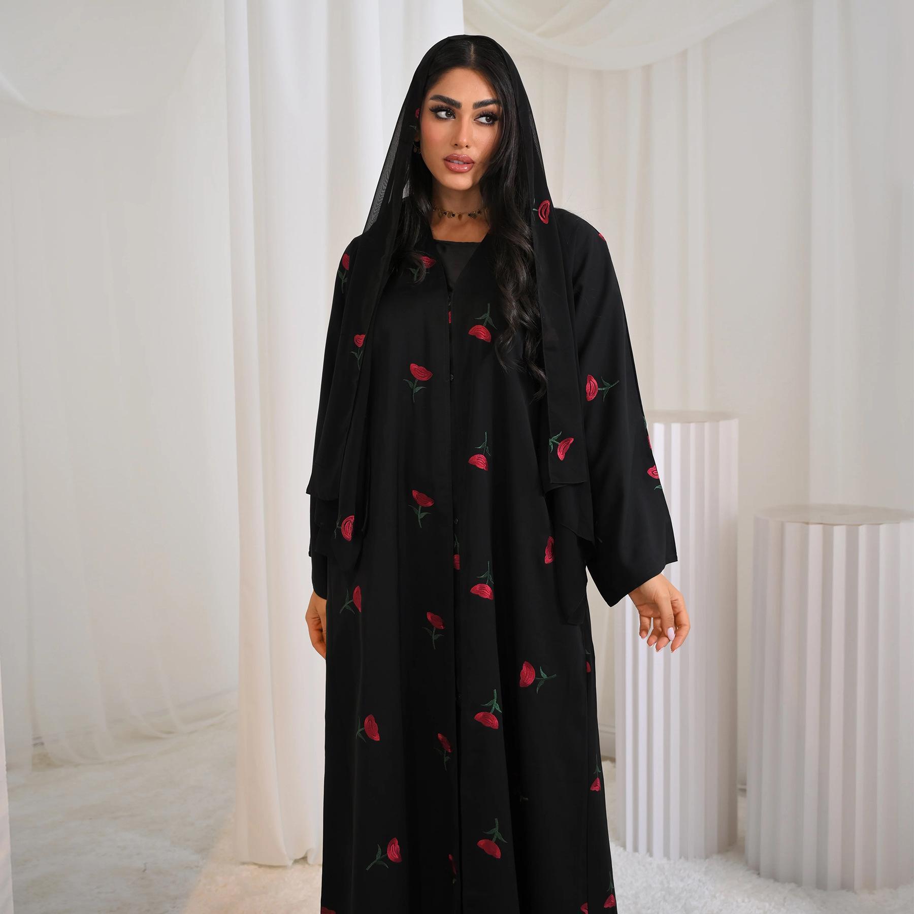 Eid Women Abaya Embroidery Hijab Scarf Cardigan Dress Muslim Jalabiya  Ramadan Party Arab Long Robe Morocco Dubai Kaftan Abayas - TikTok Shop