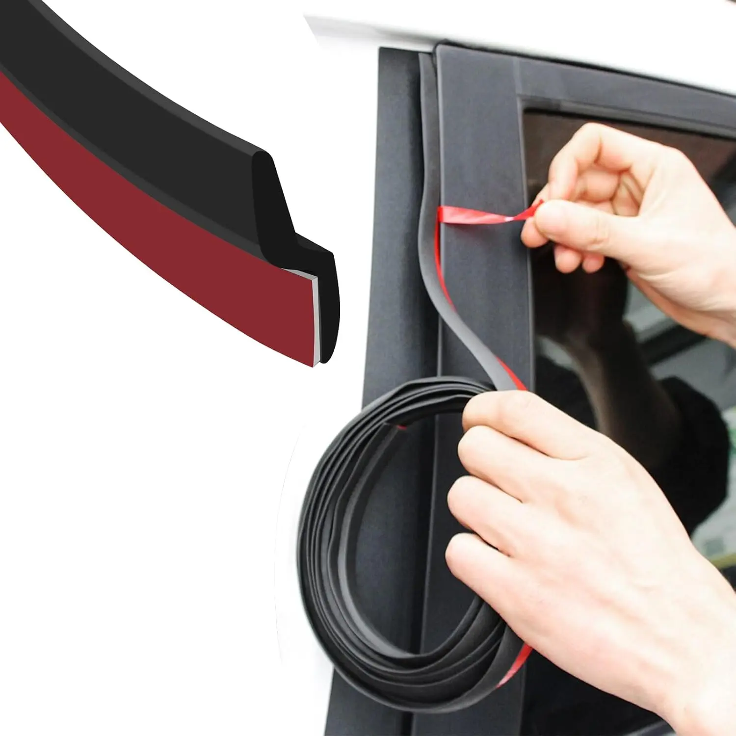 13Ft Weather Stripping Door Seal, Windshield Rubber Strip for Reducing Noise & Dust, Super Flexible Self-Adhesive Rubber Seal Strip  Trim Guards for Windshield/Doors Edges/Windows(Z-Shaped)
