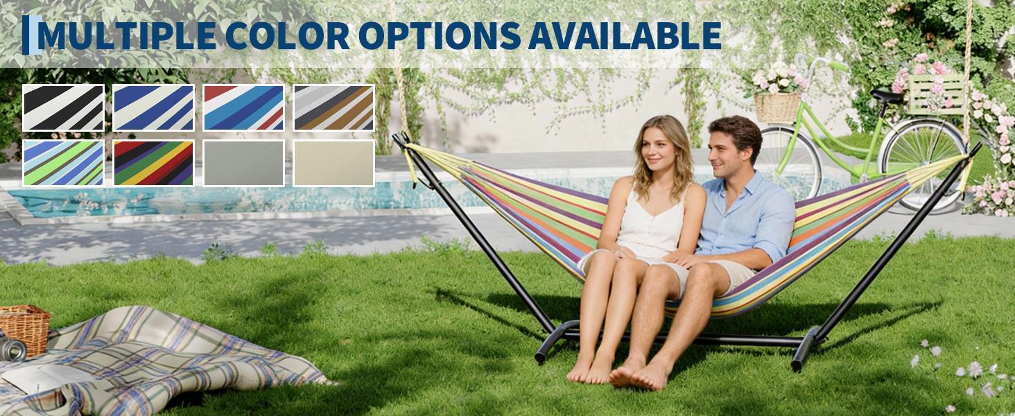 2 Person Double Hammocks with Stand for Outside, Hammocks Portable Space Saving Heavy-Duty Steel Stand for Indoor Outdoor Patio with Carrying Bag, 450 lbs Capacity 2 Person Double Hammocks with Stand for Outside, Hammocks Portable Space Saving Heavy-Duty Steel Stand for Indoor Outdoor Patio with Carrying Bag, 450 lbs Capacity
