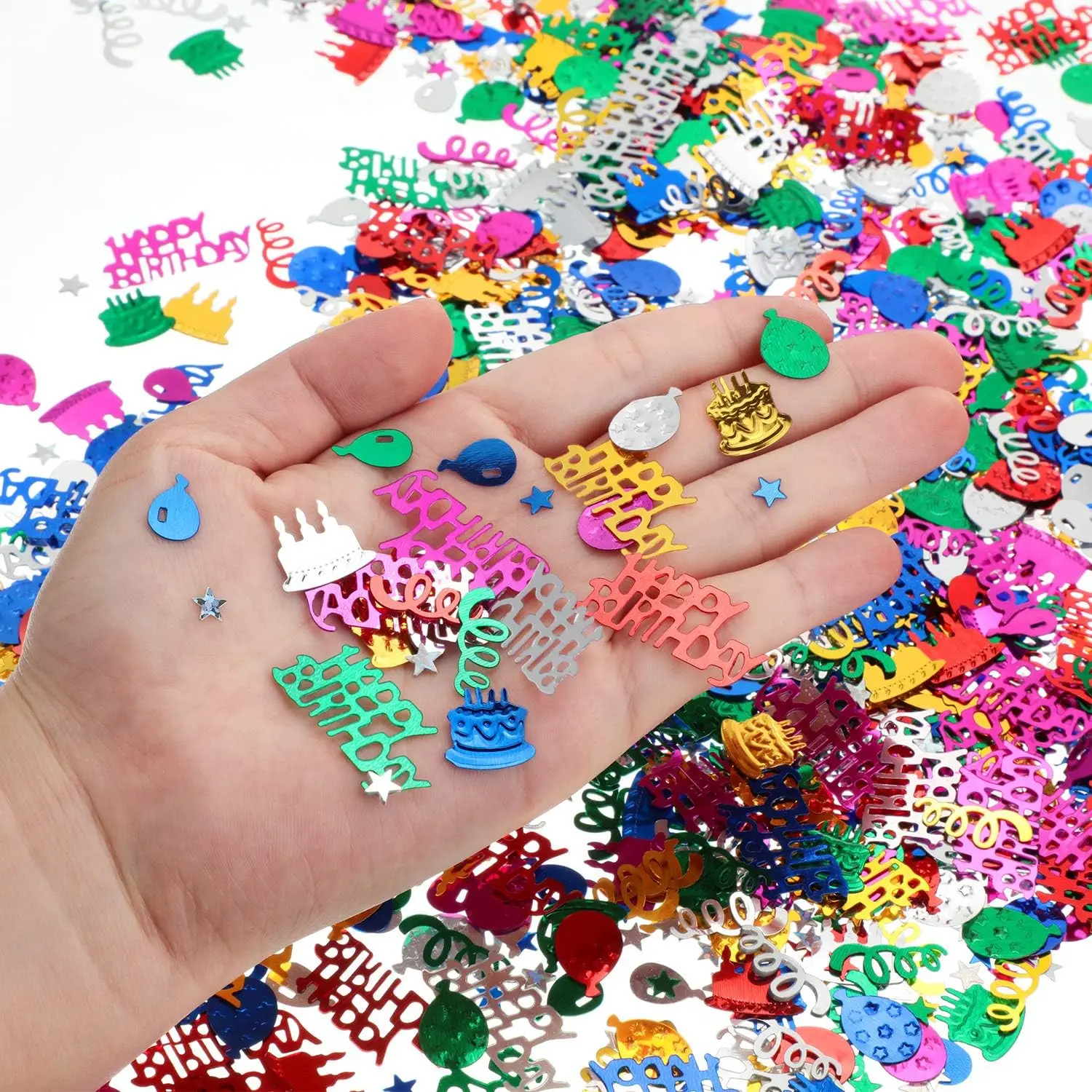 Birthday Cake Confetti, Multicolor Metallic Foil Confetti for Birthday Parties, DIY Arts and Crafting Supplies