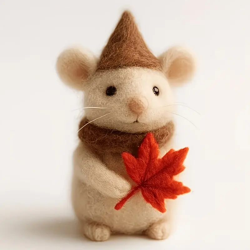 DIY Wool Felting Kit for Beginners, Small Mouse Design, Adult Craft Supplies, Perfect Gift for Birthdays, Easter, Spring