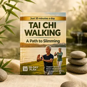 Tai Chi Walking Healthy Weight Loss Plan for Seniors, 28-Day Program, Low Impact, Joint Friendly, Indoor Outdoor, Improves Balance and Energy