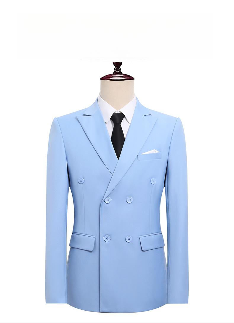 Men's Slim Fit Double-Breasted Suit Peak Lapel Business Formal Groom Wedding Blazer With Side Vents Men's Slim Fit Double-Breasted Suit Peak Lapel Business Formal Groom Wedding Blazer With Side Vents