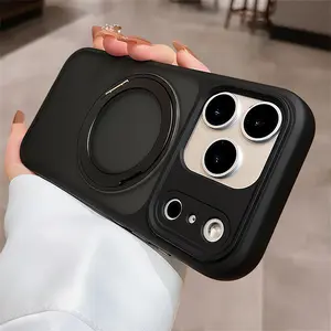 【 iPhone17 case 】Liquid skin feeling 360 rotating bracket magnetic Phone case iphone17 Pro Max 16 for iPhone case silicone soft shell TPU shockproof