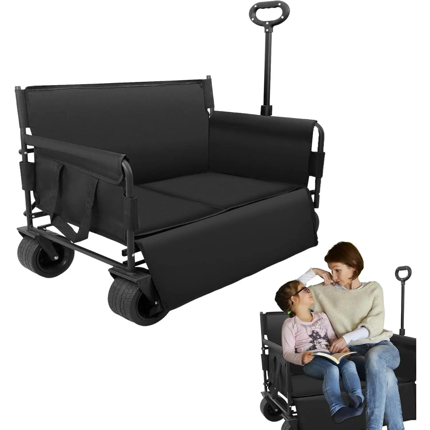 Collapsible Heavy Duty Wagon - 500 LBS Beach Cart with Big Wheels for Sand Camping Shopping Sports