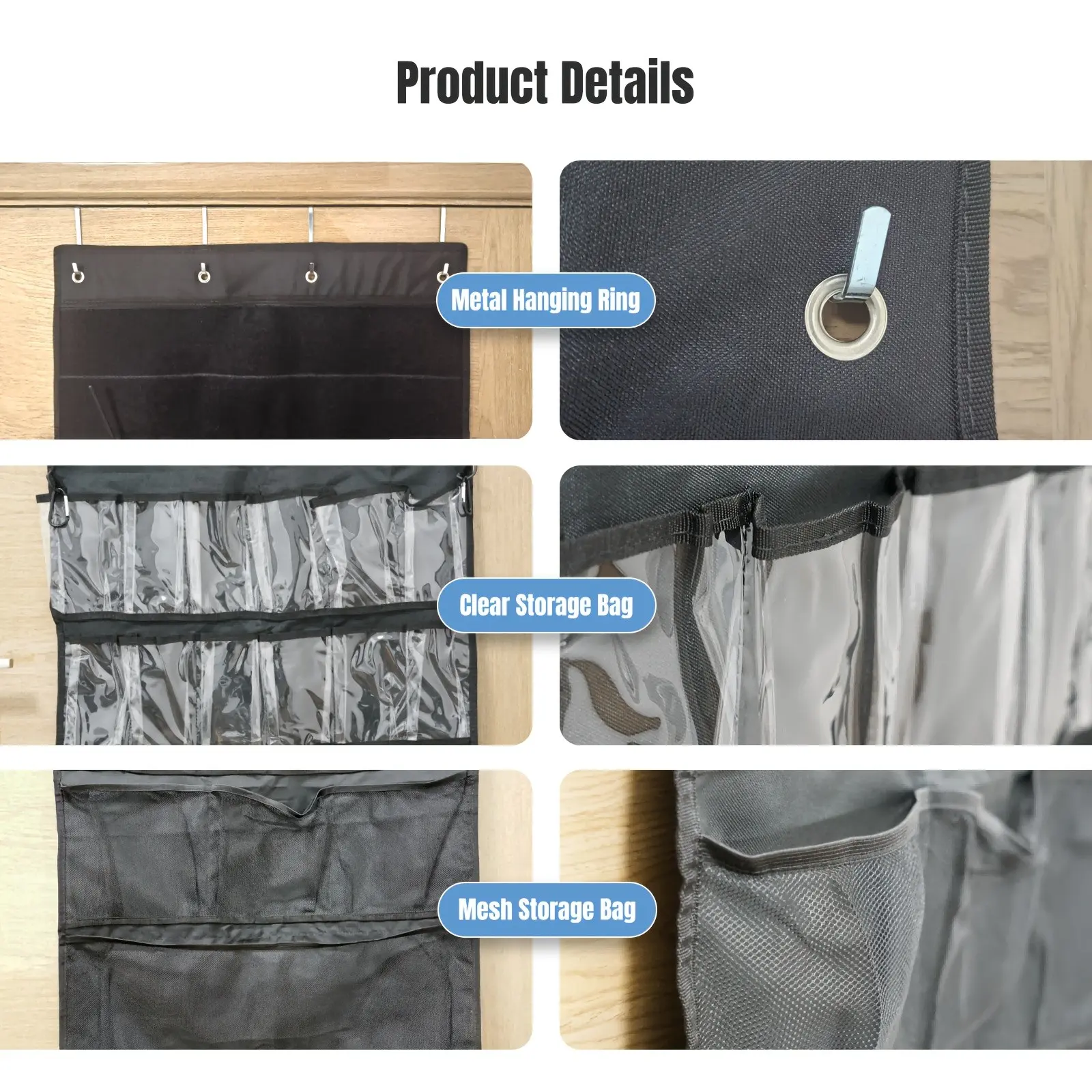 Over The Door Hanging Organizer -Toy Storage Hangers with Adjustable Straps & Clear Pockets for Guns, Dart Blasters, Building Blocks, Stuffed Animal Storage, Foam, Balls, Goggles, Bath, Multi-Purpose Bedroom Or Playroom