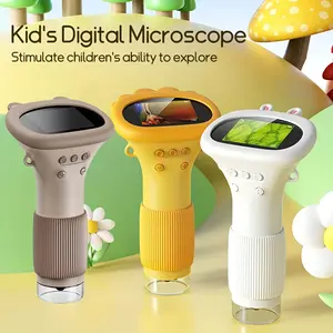 RIVGOT Kids Digital Microscope with 2" IPS Screen & 1000X Magnification - Portable USB Microscope Toy, HD Pocket Microscope for Boys & Girls Ages 3-12, Science Education & Outdoor Exploration, Compatible with PC/Laptop, Birthday & Back-to-S