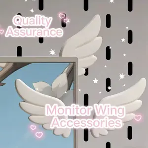 2Pcs/Set Angel Wings Screen Decoration for Monitor TV Car Display Aesthetic Desk Setup Cute Room Decor Angel Wing Design Interior Decoration Accessories Car Interior Ornaments