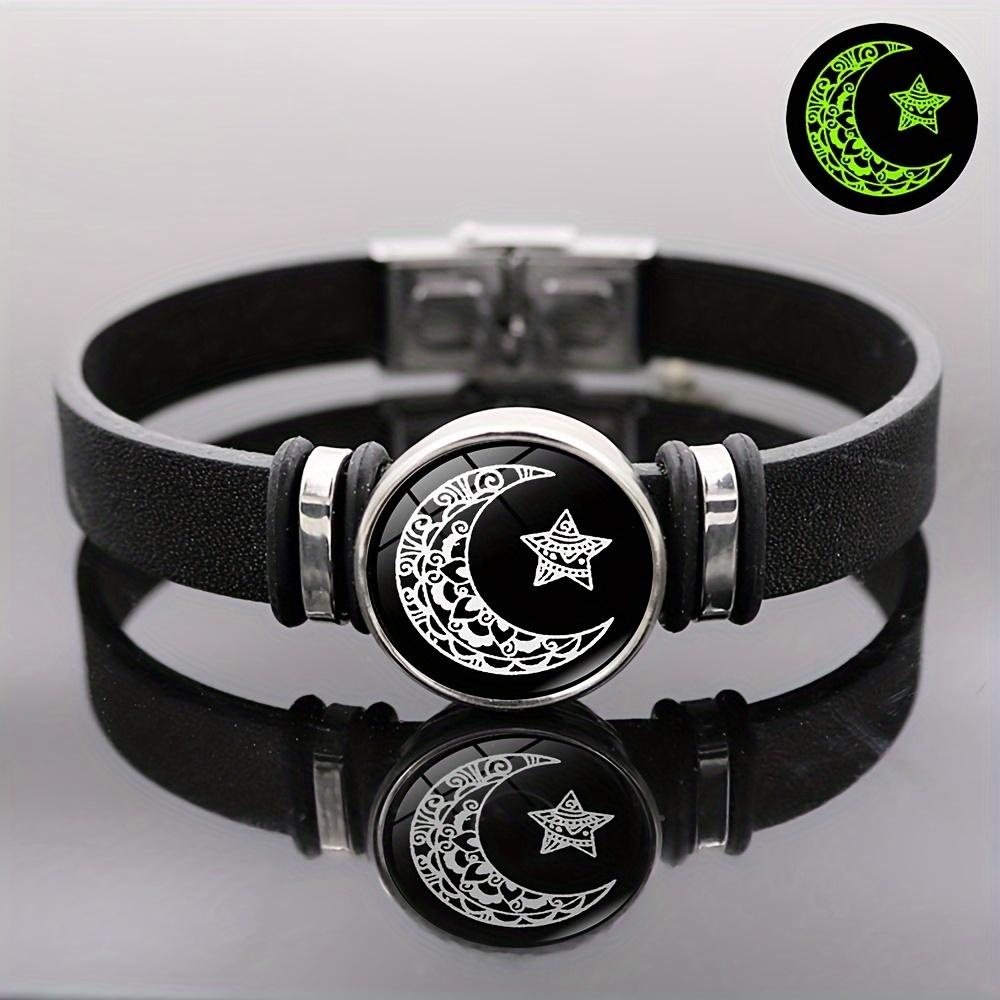 Glow in the Dark Sun & Moon Couple Bracelet Set| Faux Leather Magnetic Clasp Bracelets for Couples, Best Friends & Gift for Valentine's Day, Birthday Modern Fashion Accessories Modern Versatile Accessories Rhinestone Bangle