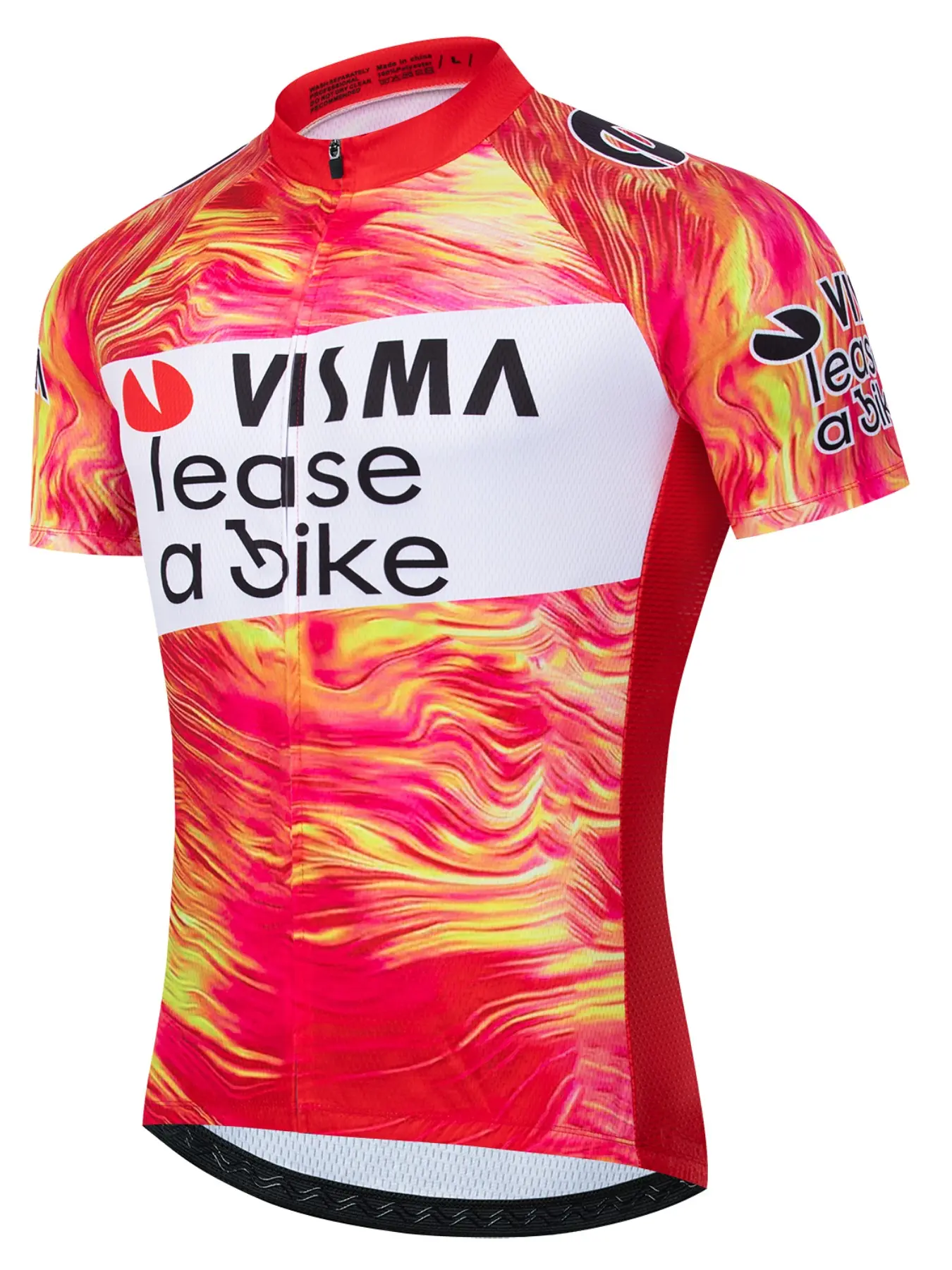 Visma Unisex Cycling Short Sleeve Top, Breathable Quick-Dry Fabric, Three Back Pockets, Reflective Strips, Zipper Design, Spring Summer Outdoor Sportswear