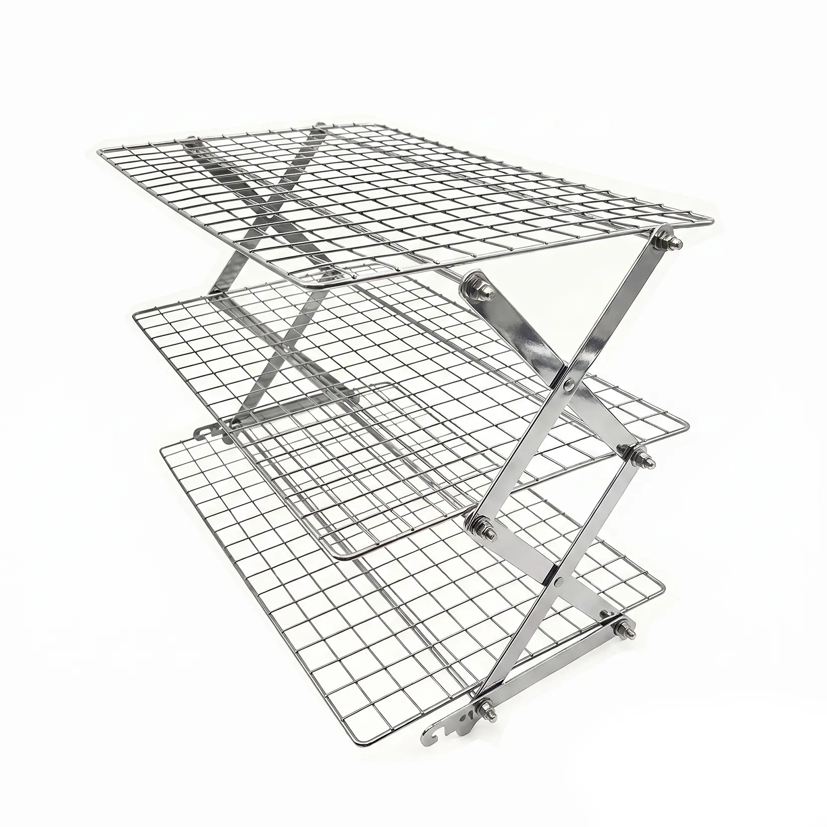 Space-Saving X-Shaped Collapsible Multi-Tier Cooling Rack – Heavy-Duty Carbon Steel Baking Rack for Oven & Kitchen, Adjustable, Dishwasher & Oven Safe, Ideal for Cookies, Cakes, Pastries