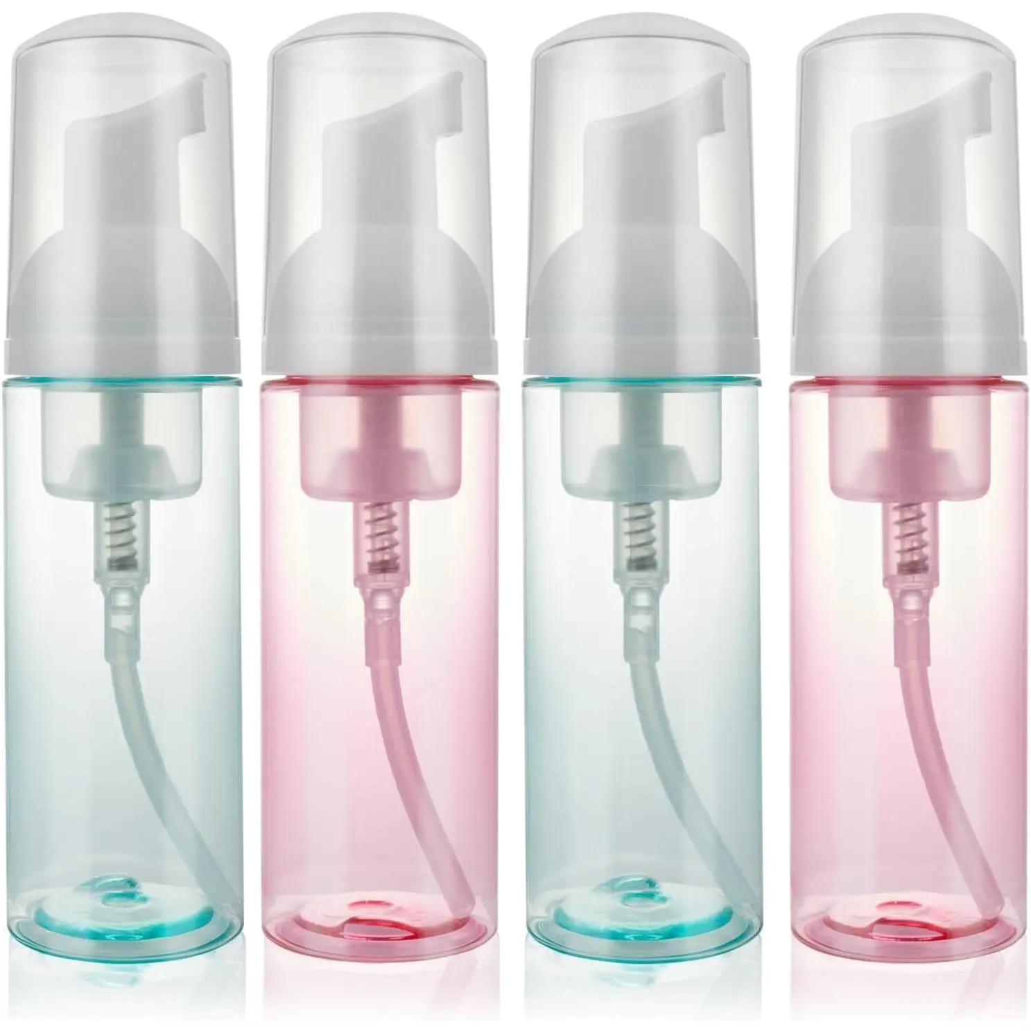 4 Pack Foam Pump Bottle Travel 2 oz/60 ml Small Size Mousse Foam Soap Dispenser Refillable Plastic Foaming Soap Dispenser Empty Travel Foaming Containers for Soap Shampoo Lash Washer