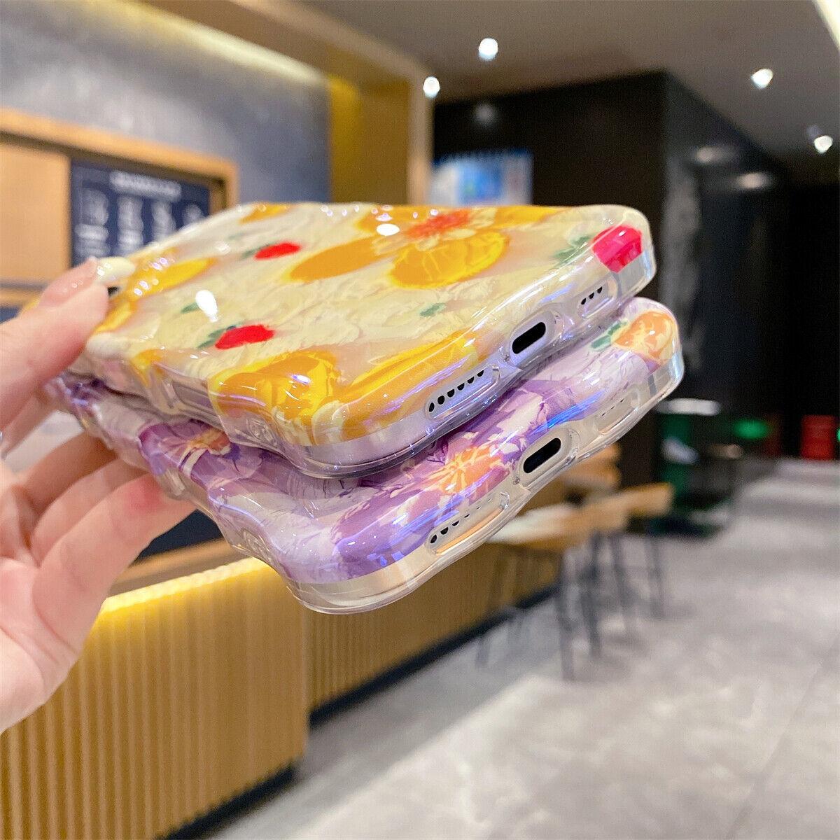 Case for iPhone 16 15 Pro Max 14 13 12 11, Colorful Retro Oil Painting Flower Cute Floral Aesthetic Curly Laser Glossy Reflective Exquisite Stylish Cover Girly Women Wave Frame Edge Exquisite Phone Cover Stylish Durable TPU Protective Case Case for iPhone 16 15 Pro Max 14 13 12 11, Colorful Retro Oil Painting Flower Cute Floral Aesthetic Curly Laser Glossy Reflective Exquisite Stylish Cover Girly Women Wave Frame Edge Exquisite Phone Cover Stylish Durable TPU Protective Case