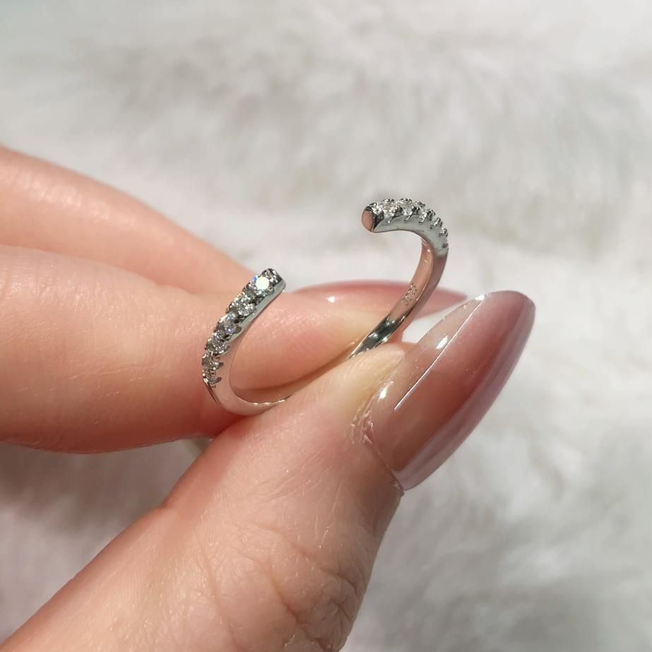 S925 Sterling Silver Adjustable Open Stackable Moissanite Ring-291(50%)