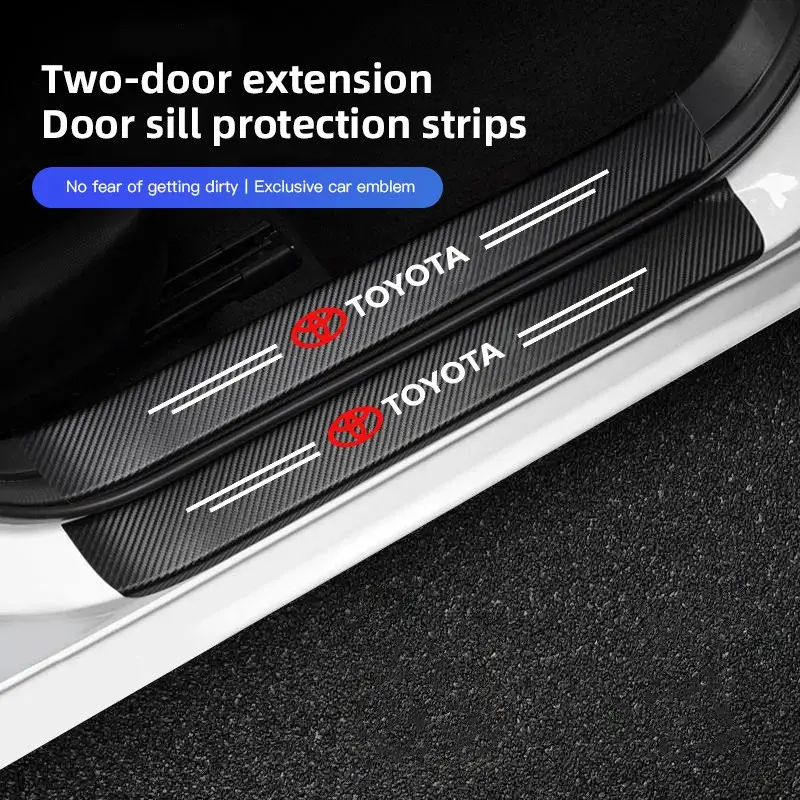 Carbon Fiber Car Door Sill Protector Stickers Accessories For Toyota 86 Mirai Supra Prado Alphard Crown Vellfire Sequoia Venza Avalon Prius Camry Yaris RAV4 Highlander Sienna Reiz Auris Harrier Fortuner CHR