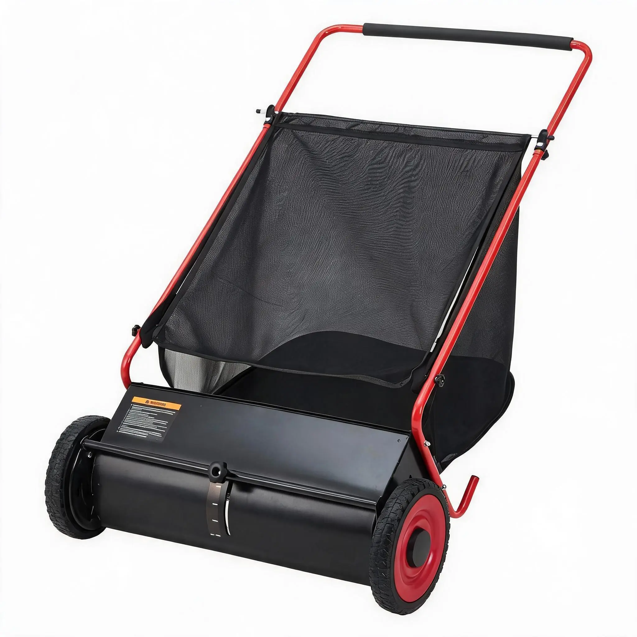 Push Sweeper – 26-Inch Heavy-Duty Leaf & Grass Collector, 7 Cu. ft. Efficient Lawn Cleanup Mower, 4 Spinning PP Brushes, Adjustable Height, Durable Steel Frame, Rubber Tires